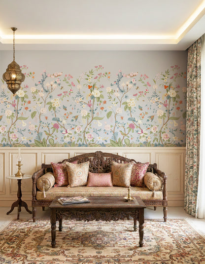 Vintage Chinoiserie Blooming trees Wallpaper