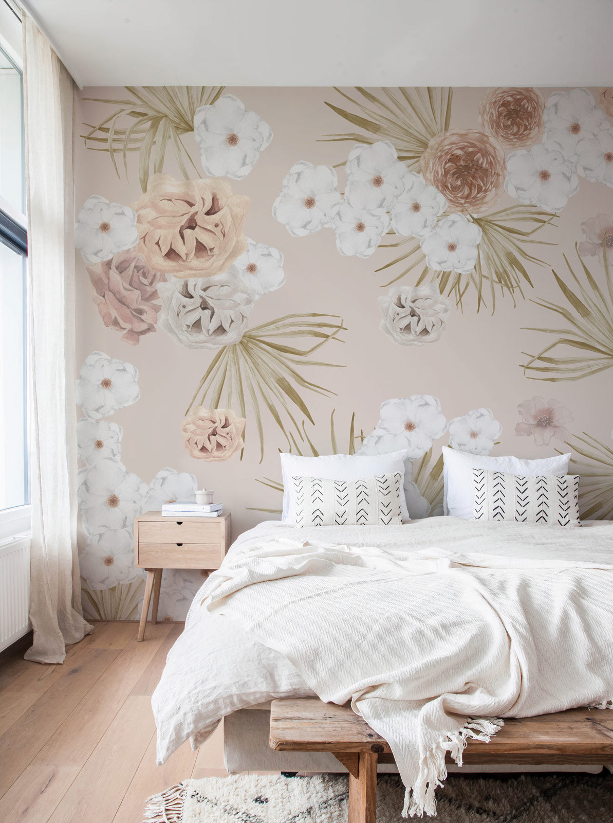Modern Watercolor Floral Tropical Wallpaper