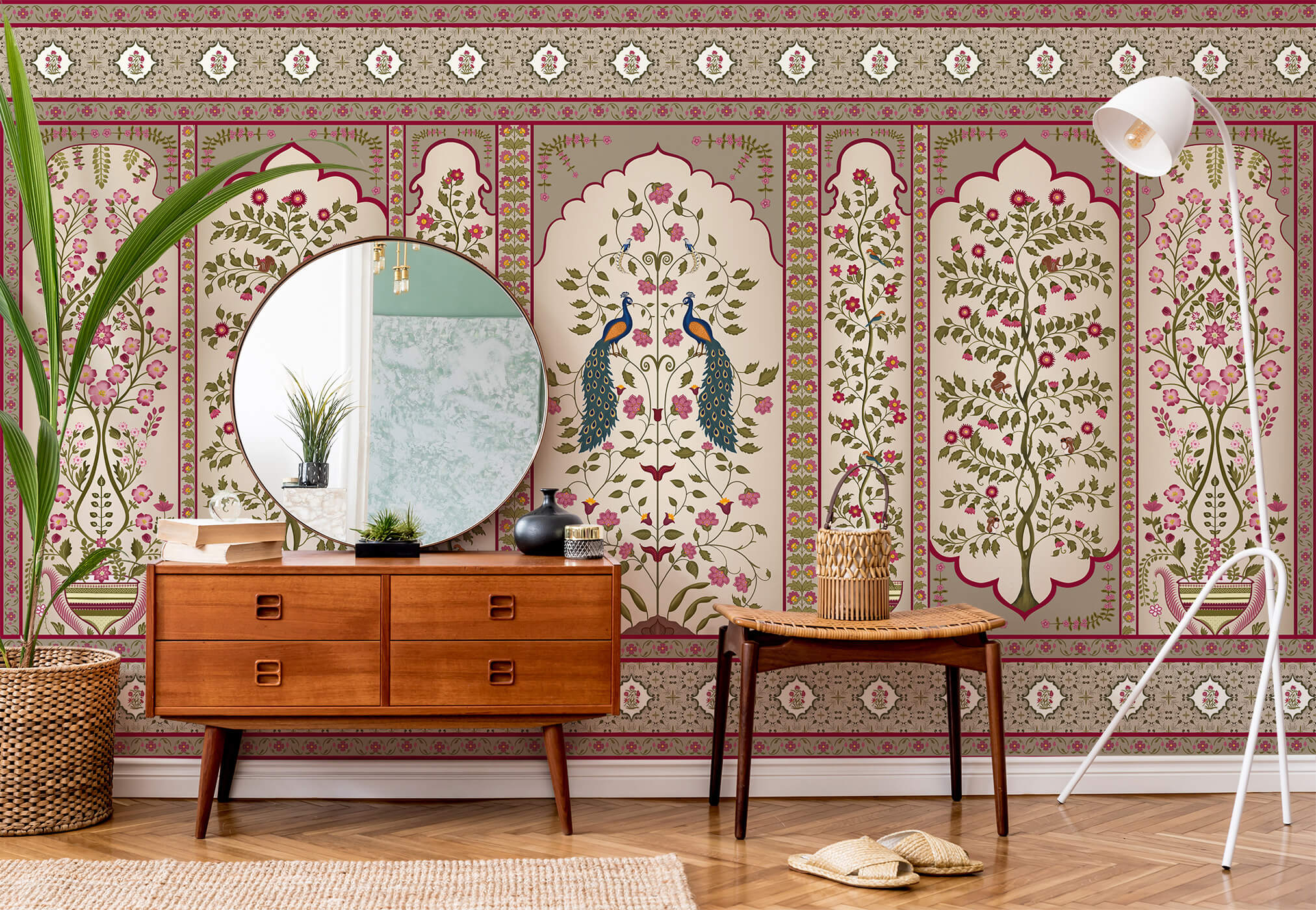 Indian Madhuban Jharoka Floral Wallpaper