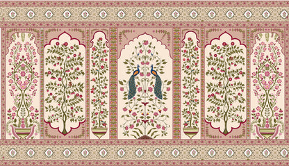 Royal Mughal Peacock Garden Mural
