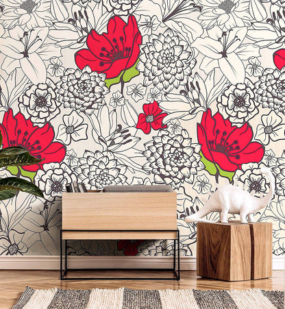 Monochrome  Flowers - Walltrendz