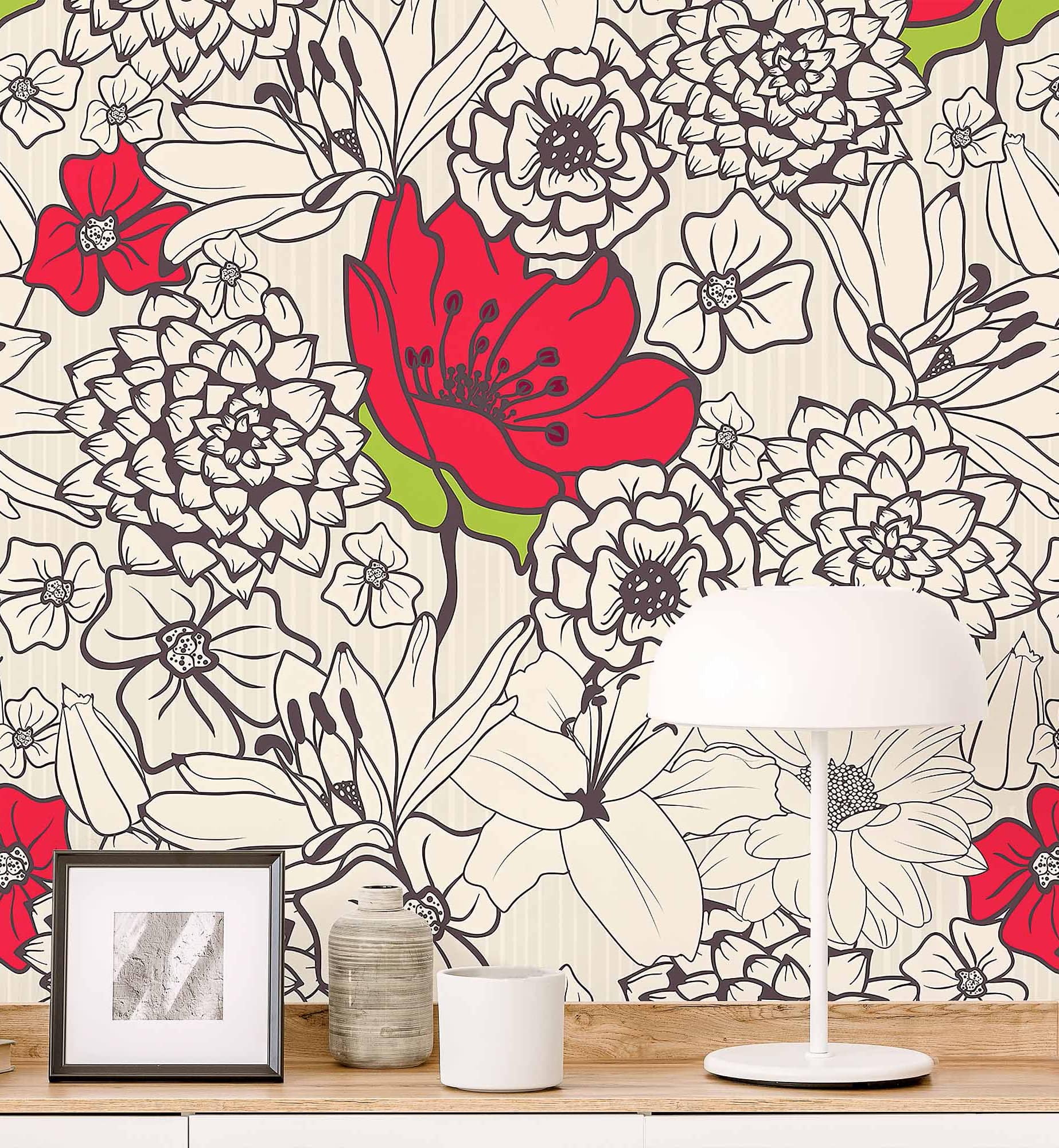 Monochrome  Flowers - Walltrendz