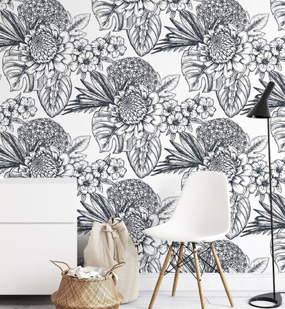 Flowers Sketched - Walltrendz