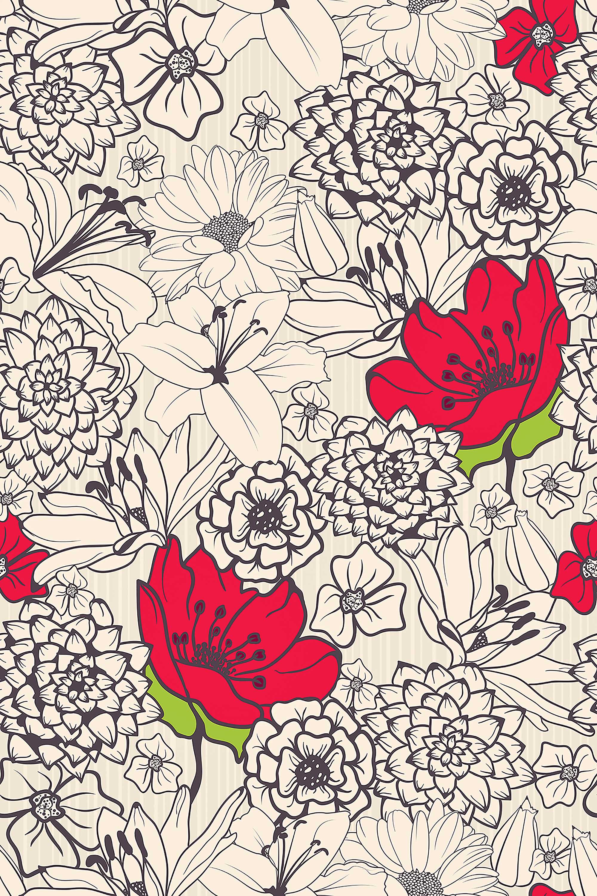 Monochrome  Flowers - Walltrendz