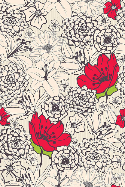 Monochrome  Flowers - Walltrendz