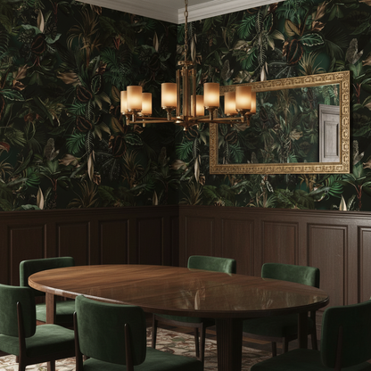Moody Tropical Palm & Exotic Leaves Wallpaper