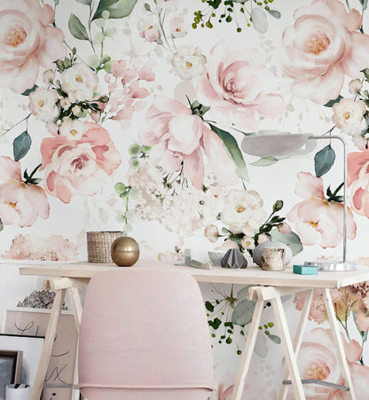 Watercolor Roses Flower - Walltrendz