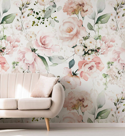 Watercolor Roses Flower - Walltrendz