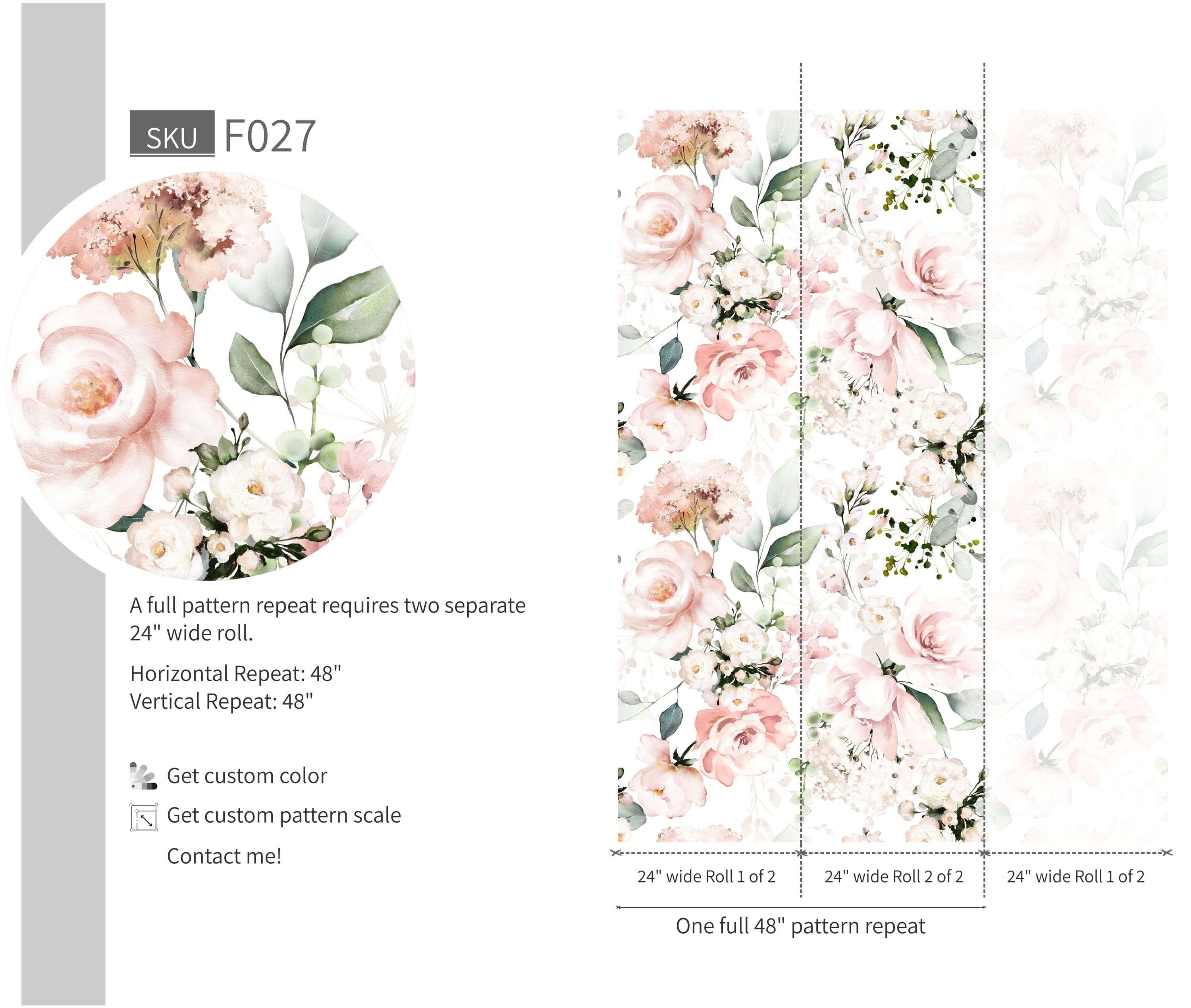 Watercolor Roses Flower - Walltrendz