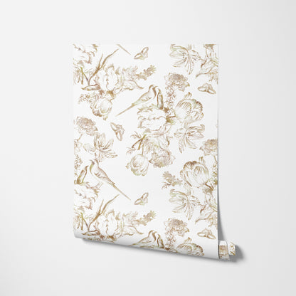 Chinoiserie Bird Watercolor Wallpaper