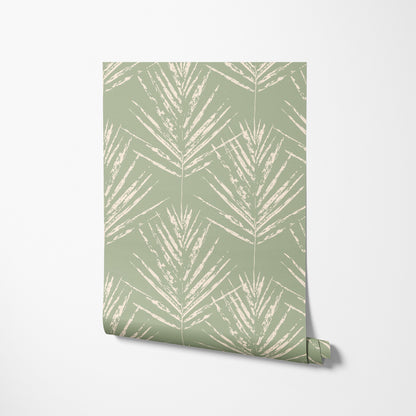 Scandinavian Tropical Leaf Soft  Minimal Pattern Wallpaper