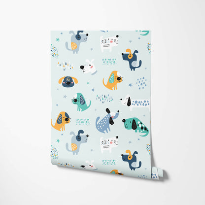 Multicolor Nursery Dog Wallpaper