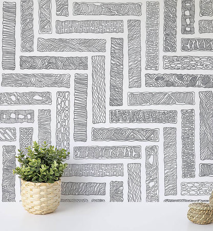 Monochrome Herringbone Wallpaper