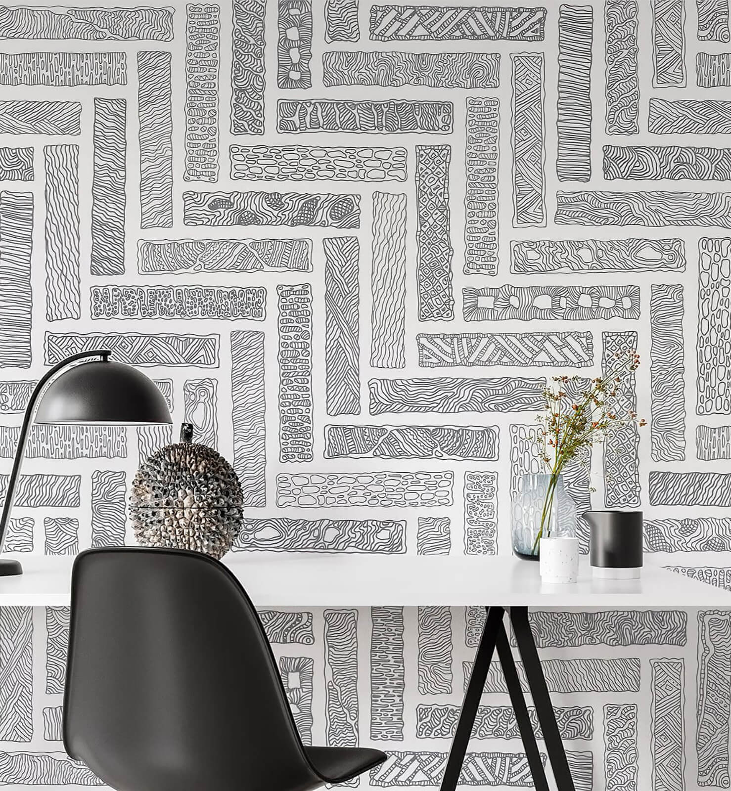 Monochrome Herringbone Wallpaper