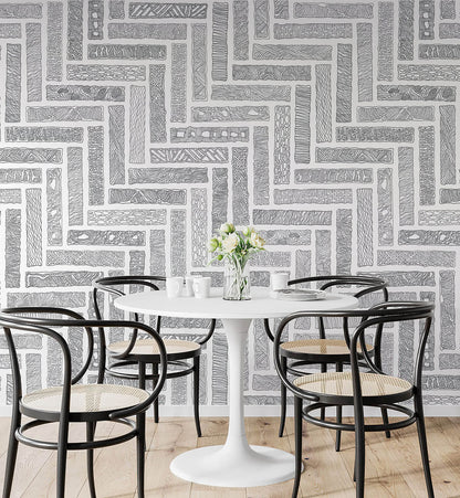 Monochrome Herringbone Wallpaper