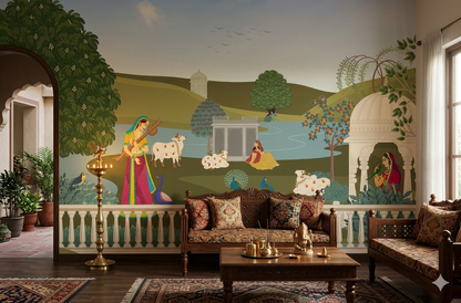Pichwai Garden Custom Design Wallpaper