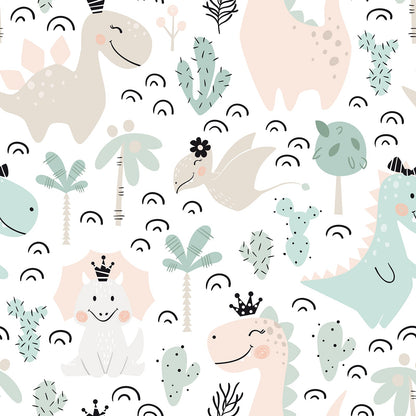 Sweet Dino Princess with Crown Wallpaper