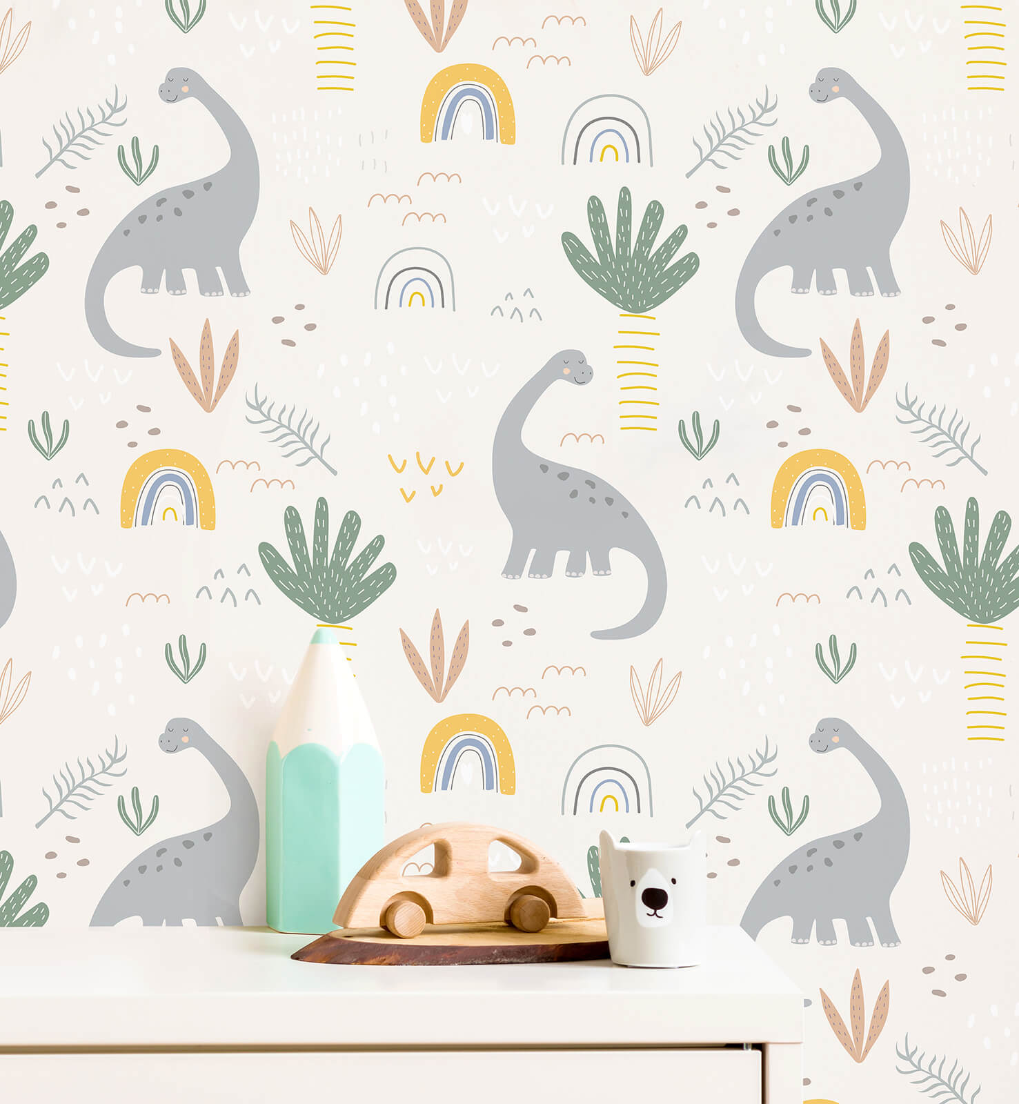 Dinosaurs With Rainbows Style Wallpaper