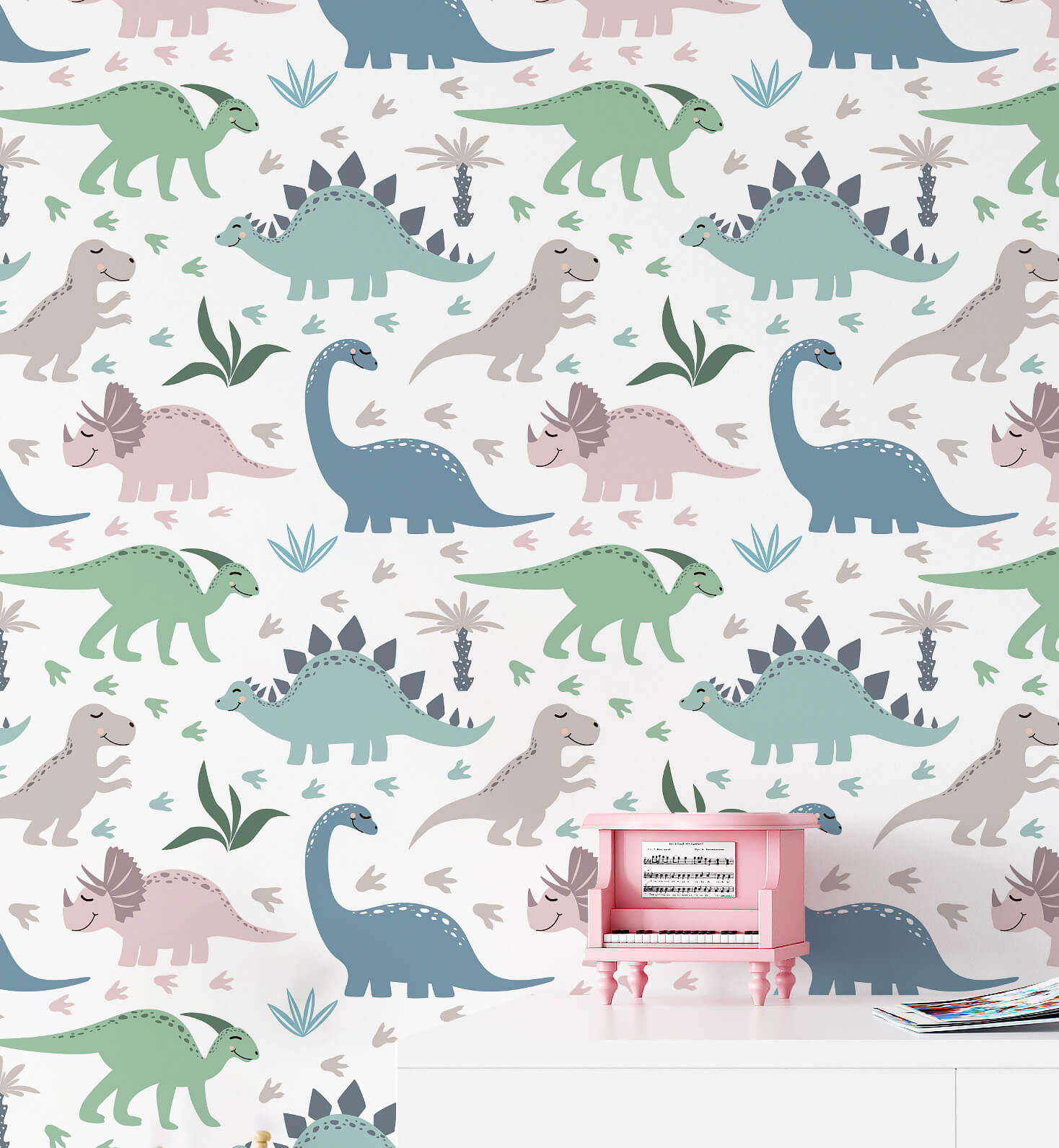 Colorful Childish Dinosaurs Wallpaper