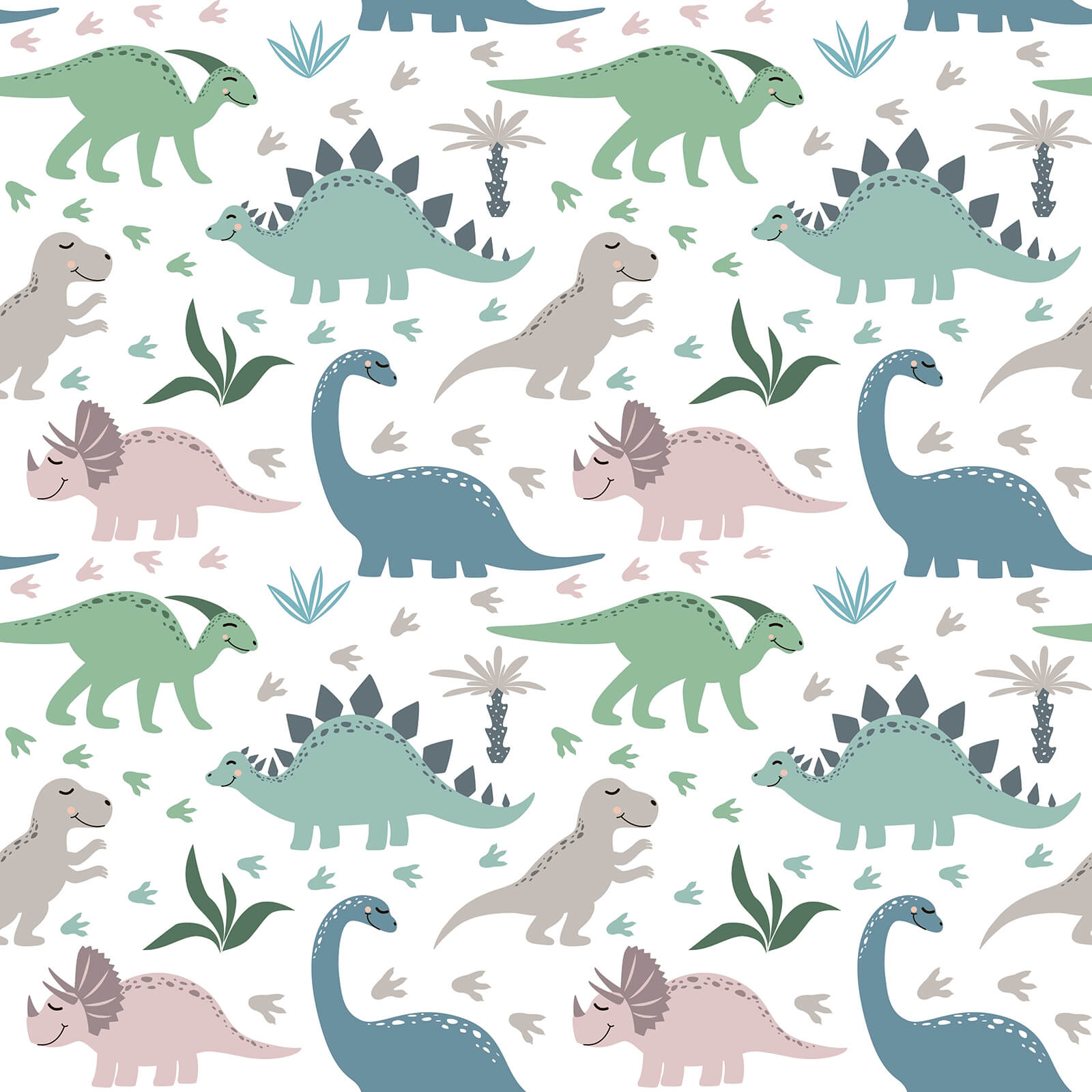 Colorful Childish Dinosaurs Wallpaper