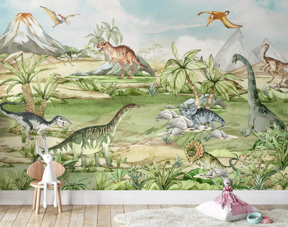 Watercolor Dinosaur Prehistoric Wallpaper