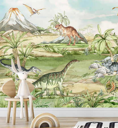 Watercolor Dinosaur Prehistoric Wallpaper