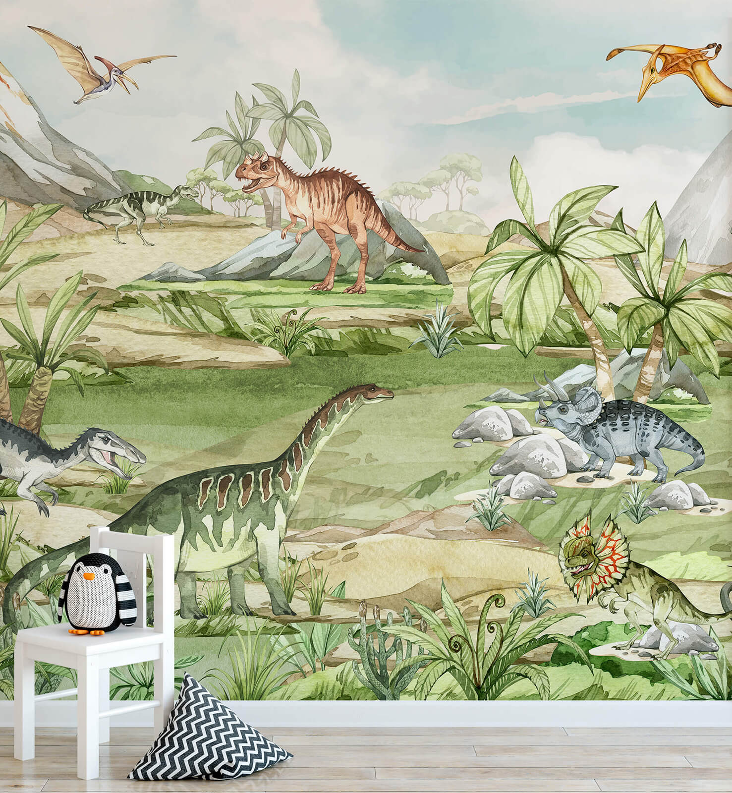 Watercolor Dinosaur Prehistoric Wallpaper