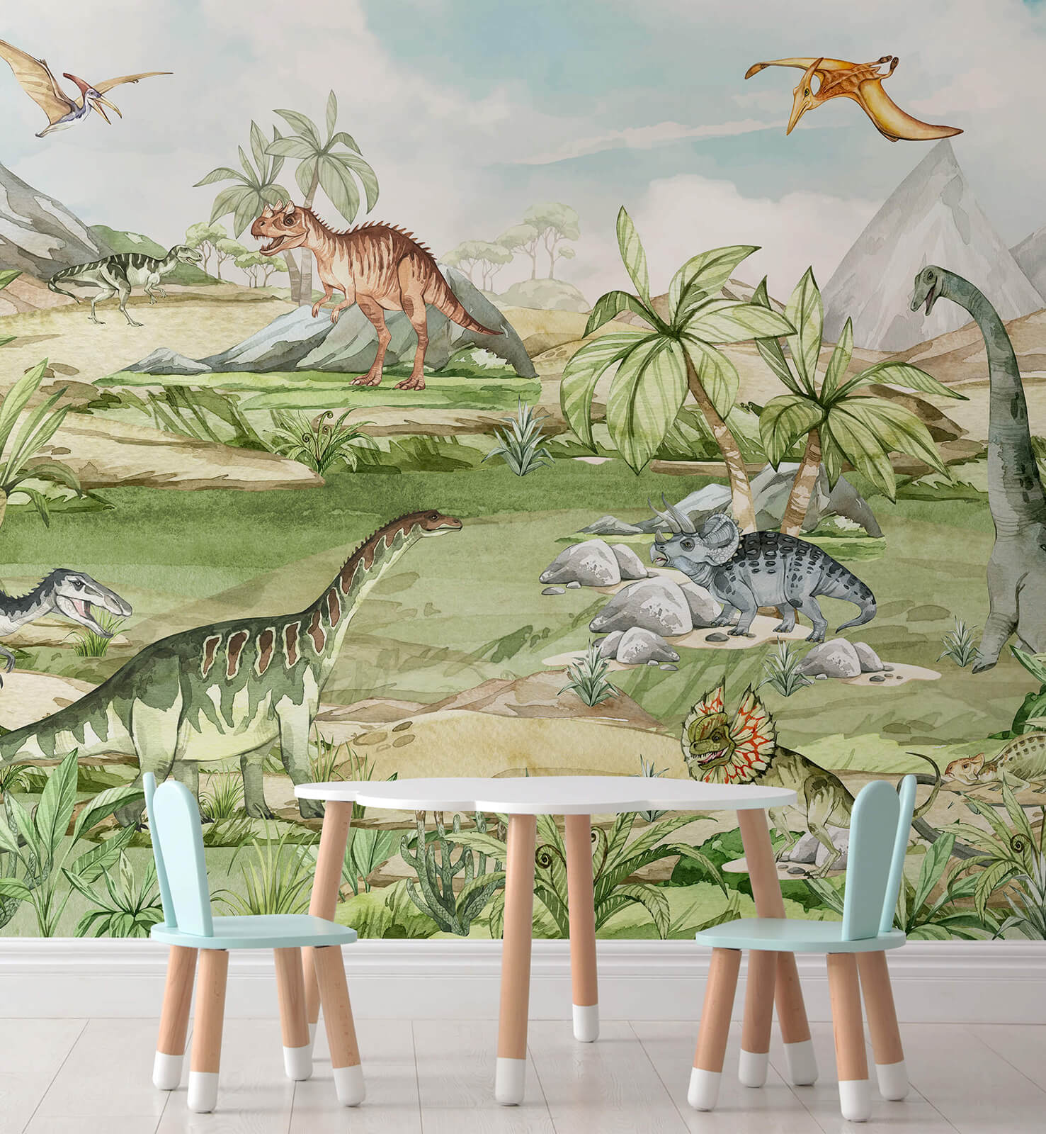 Watercolor Dinosaur Prehistoric Wallpaper