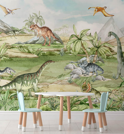 Watercolor Dinosaur Prehistoric Wallpaper