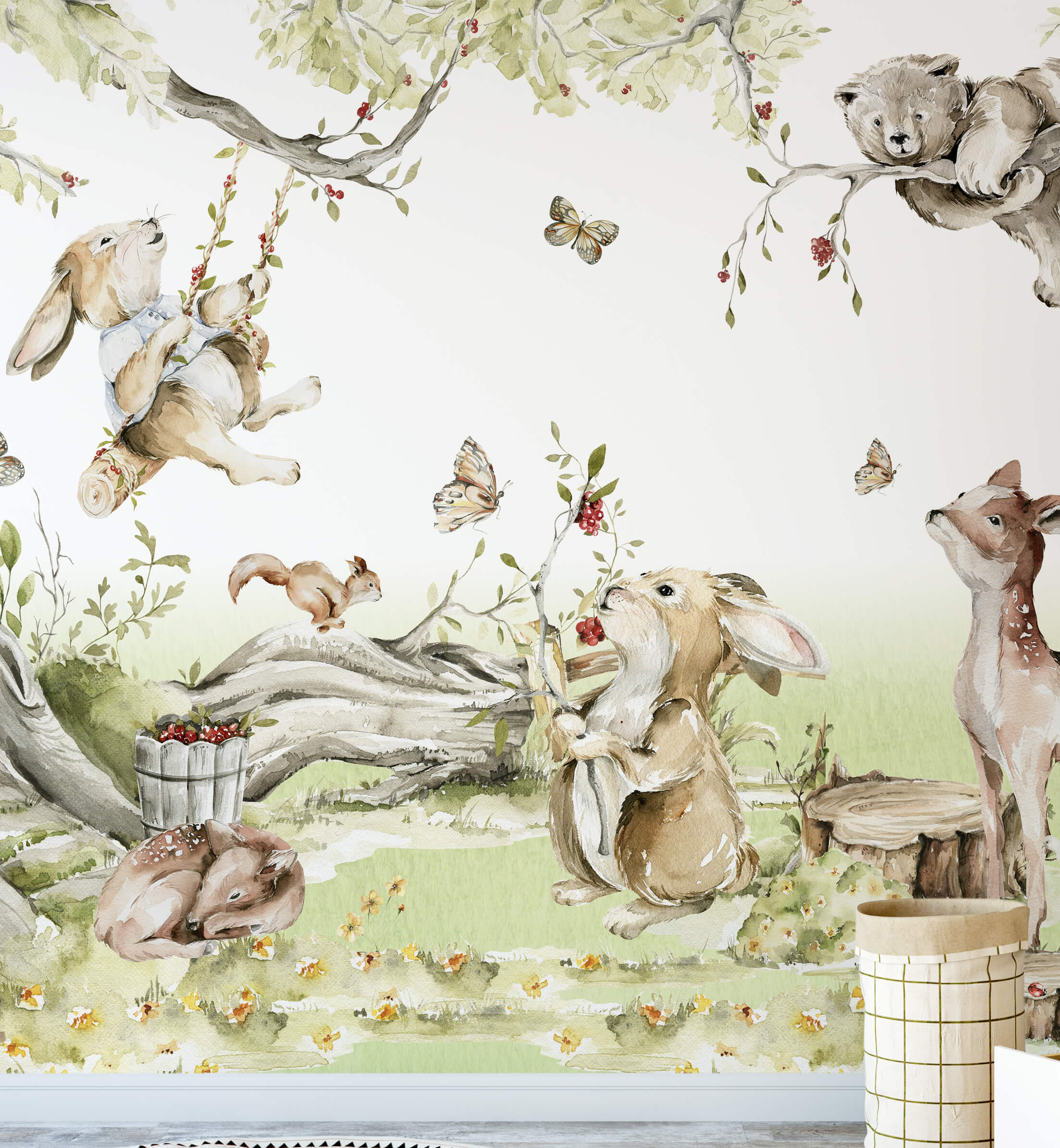 Woodland Animal Watercolor Wallpaper