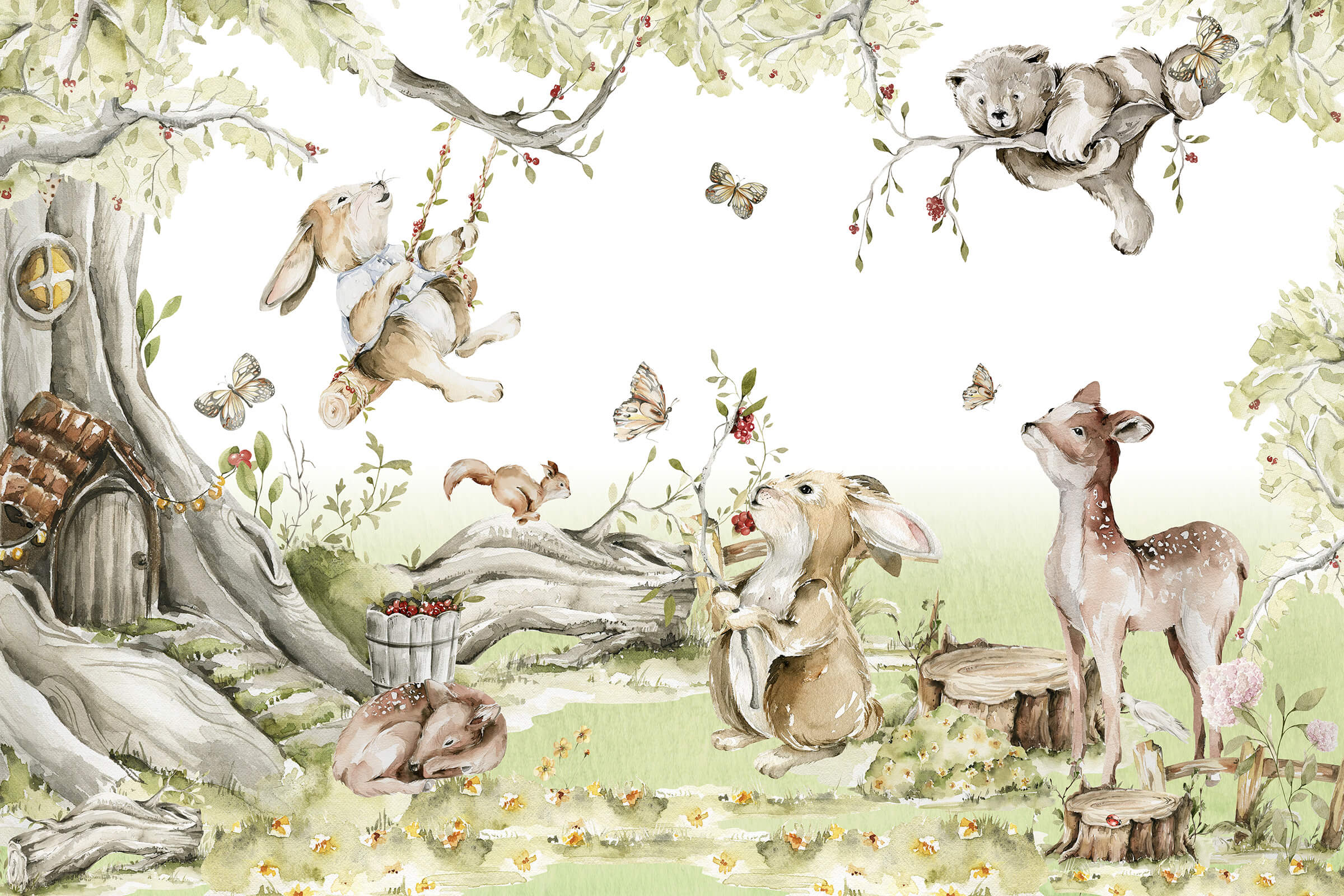 Woodland Animal Watercolor Wallpaper