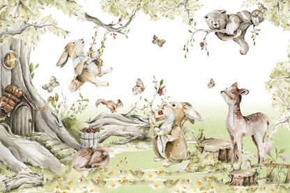 Woodland Animal Watercolor Wallpaper