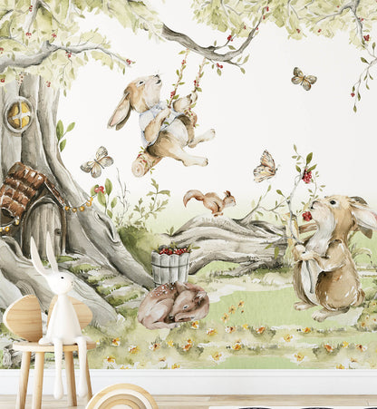 Woodland Animal Watercolor Wallpaper