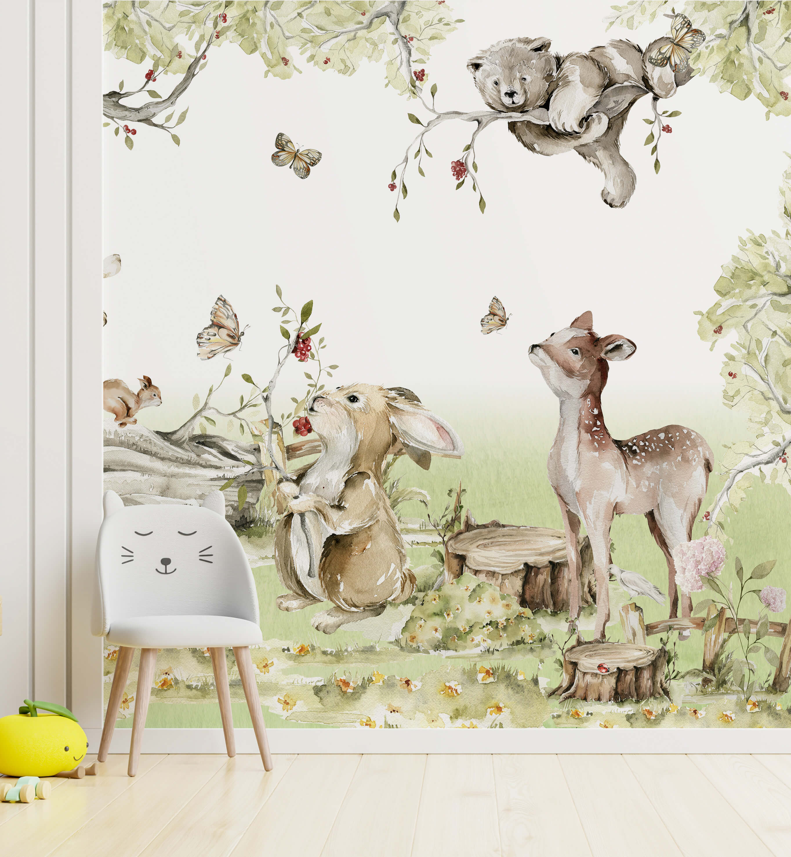 Woodland Animal Watercolor Wallpaper