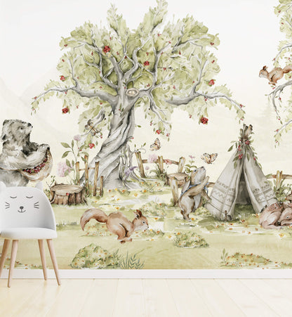 Cute Watercolor Woodland Wallpaper