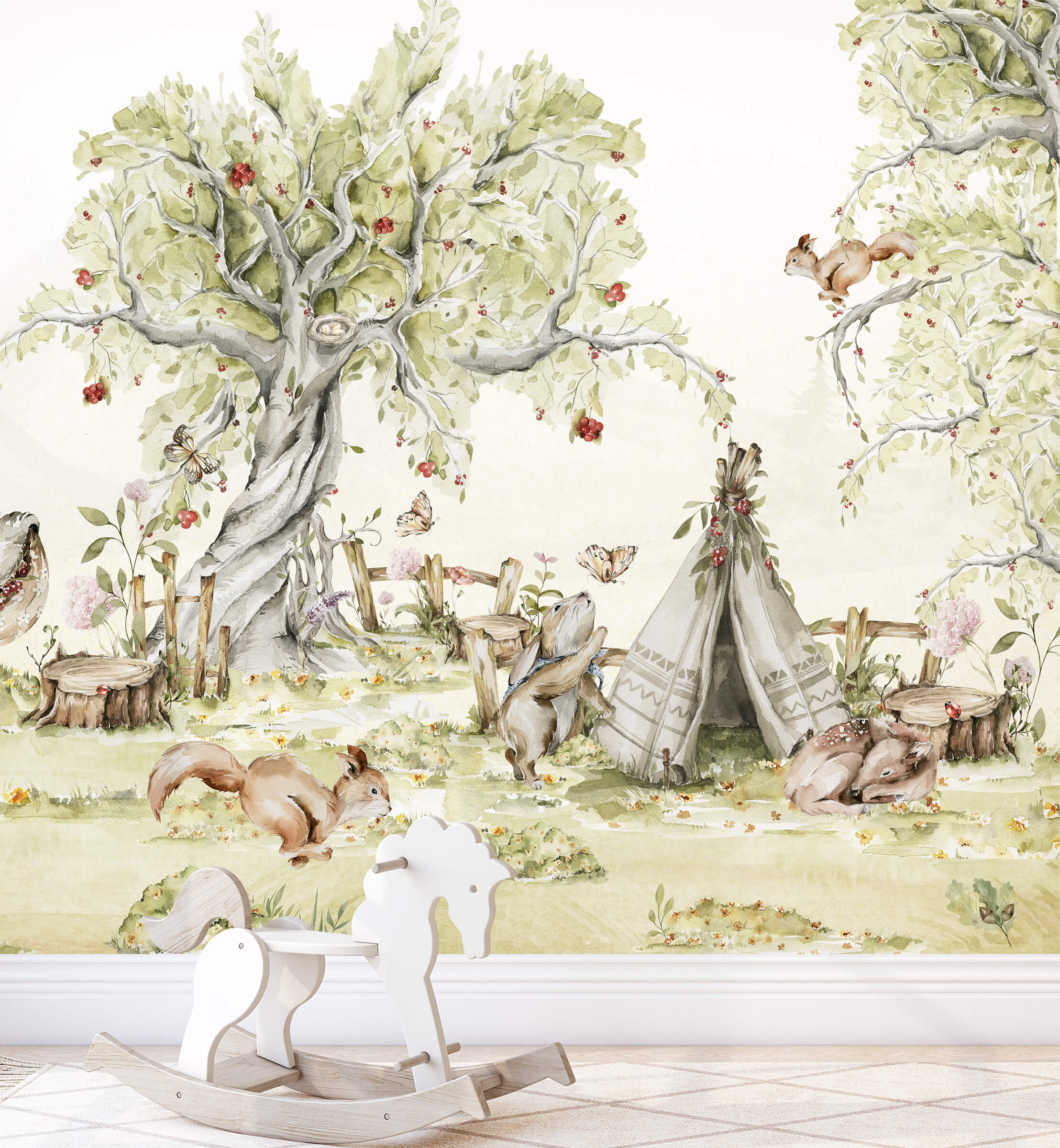 Cute Watercolor Woodland Wallpaper