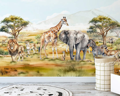 Watercolour African Landscape Wallpaper