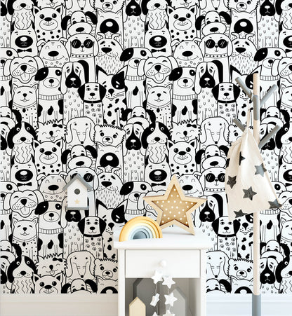 Scandinavian Doodle Dog Wallpaper