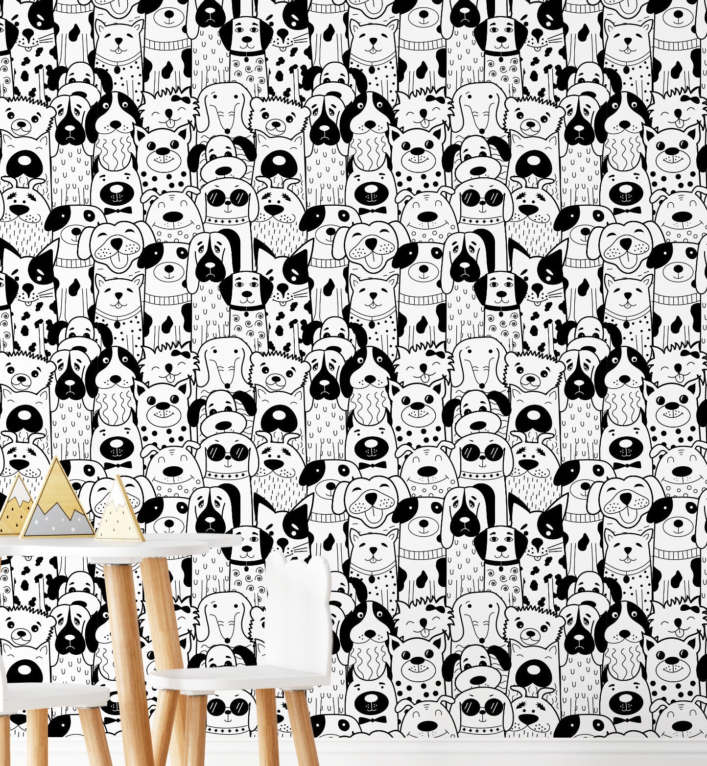 Scandinavian Doodle Dog Wallpaper