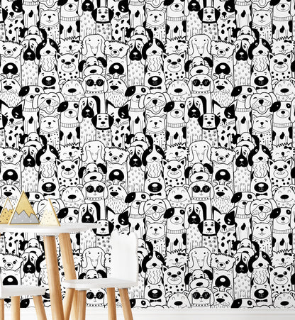 Scandinavian Doodle Dog Wallpaper