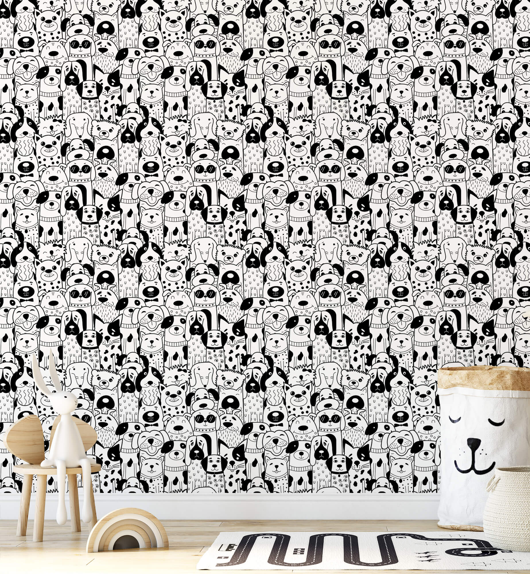 Scandinavian Doodle Dog Wallpaper