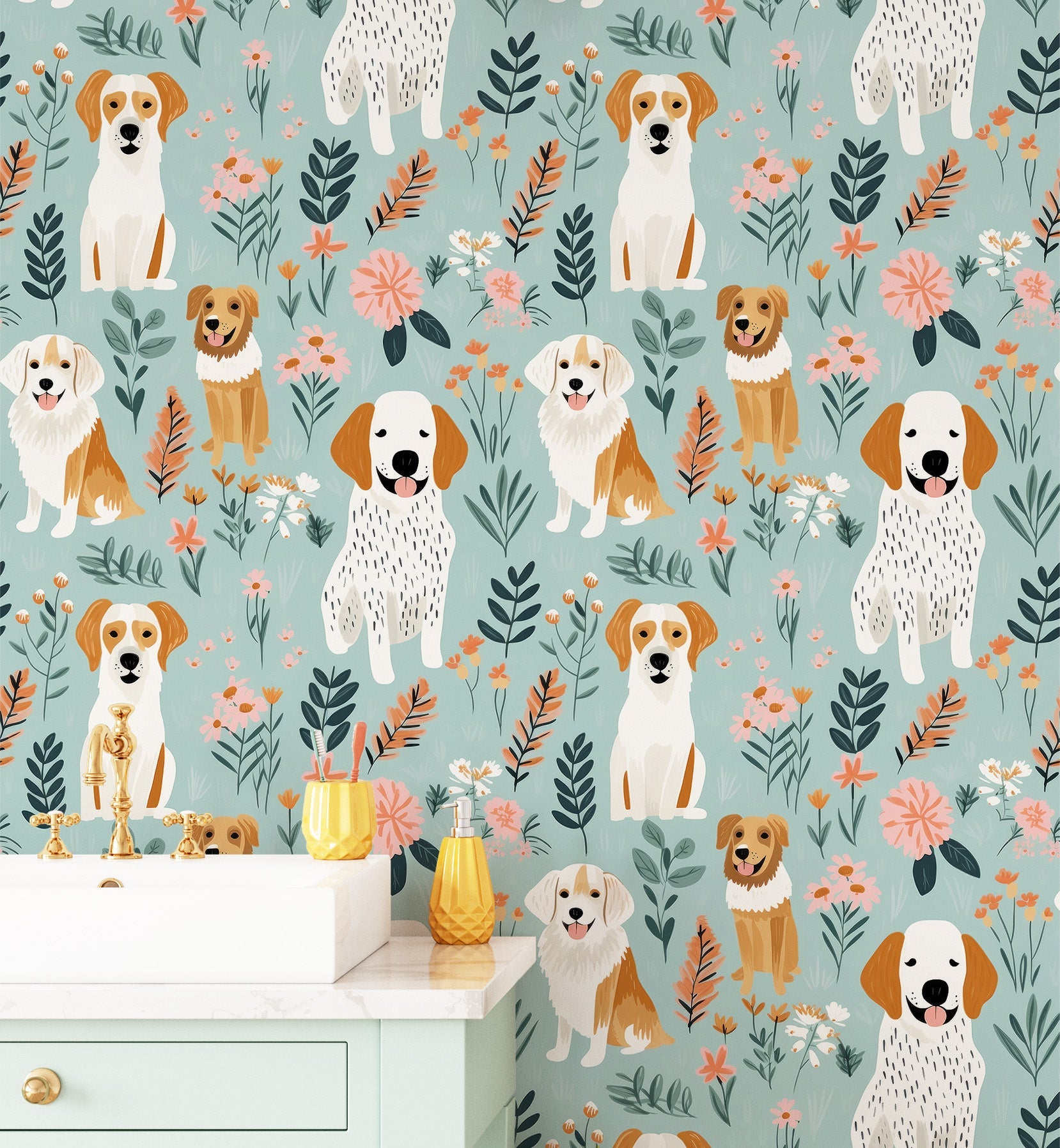 Nursery Dog illustration Wallpaper