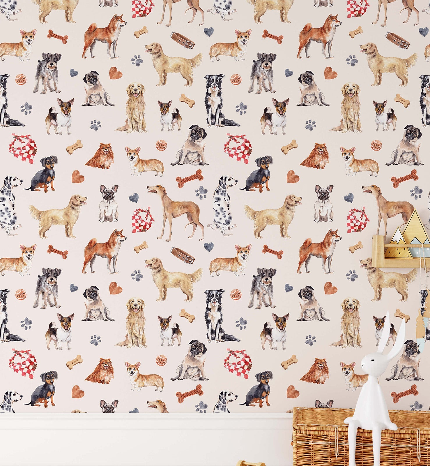 Watercolor Hand Drawn Dog Wallpaper