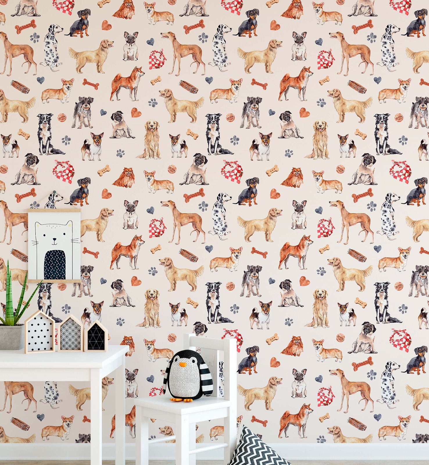 Watercolor Hand Drawn Dog Wallpaper