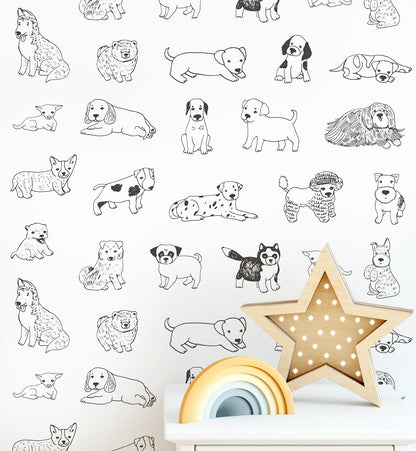 Doodle Linear Dog Wallpaper