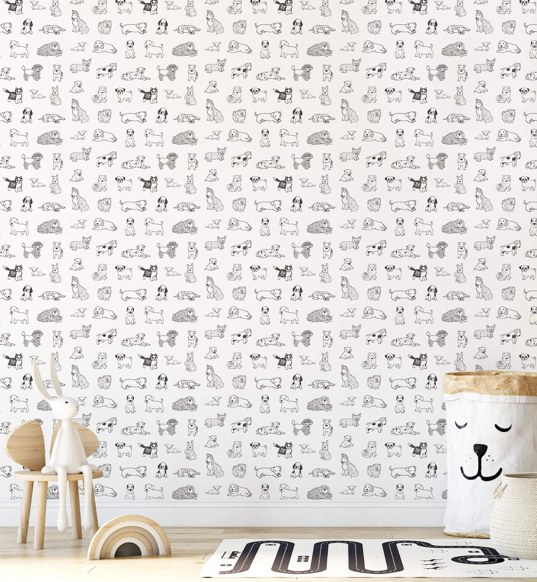 Doodle Linear Dog Wallpaper