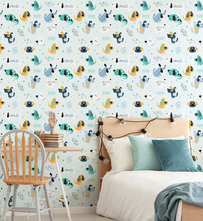 Multicolor Nursery Dog Wallpaper