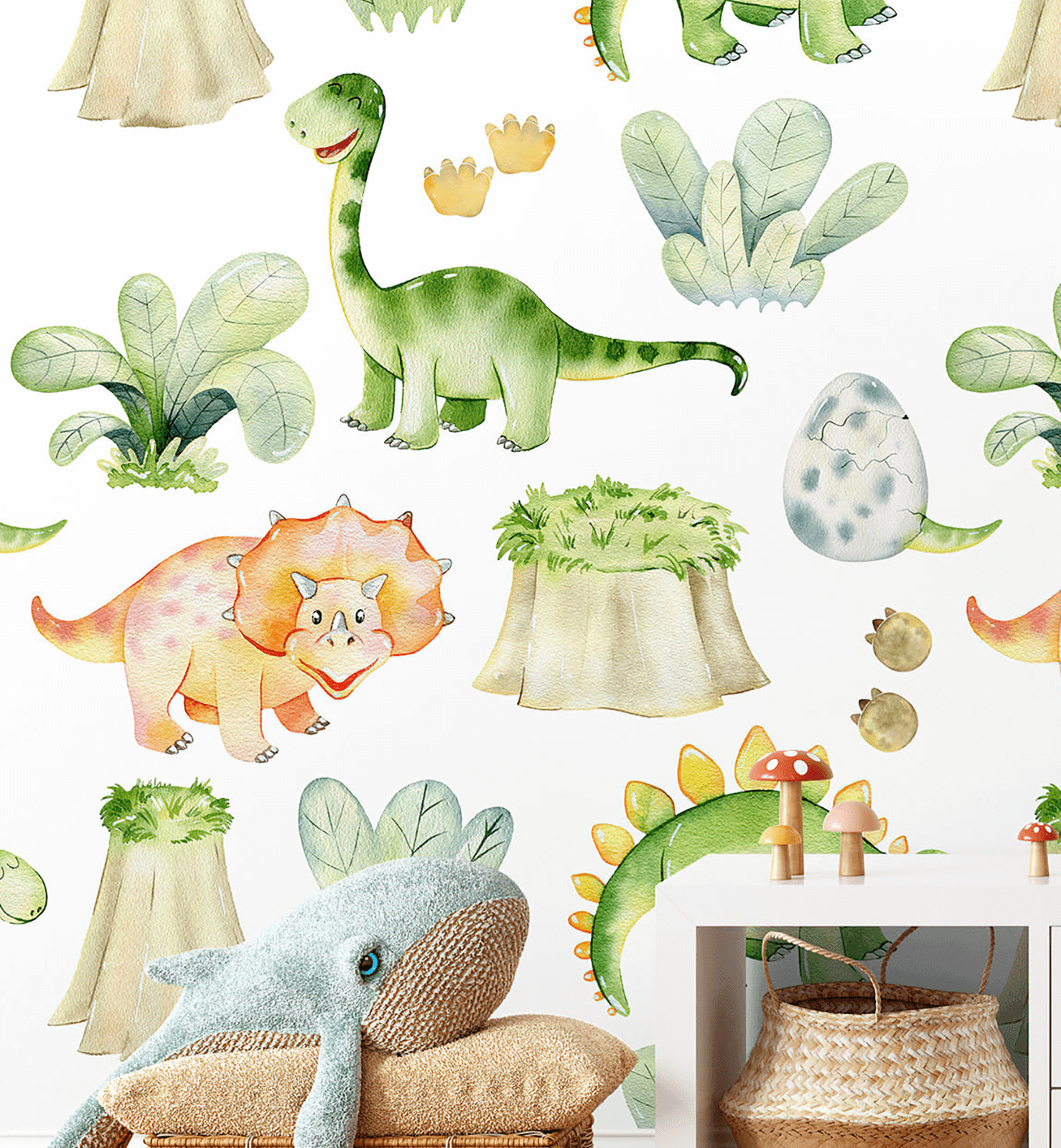 Watercolor Dinosaurs Wallpaper