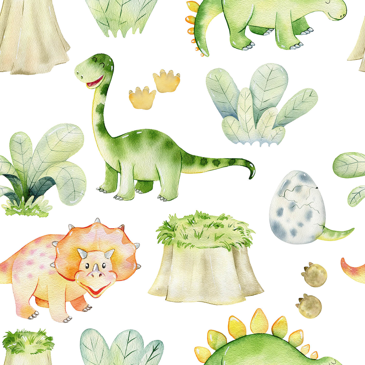 Watercolor Dinosaurs Wallpaper