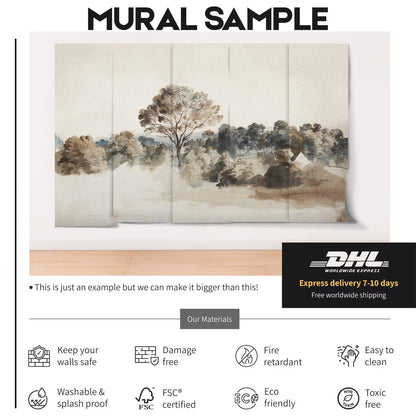 Antique Rustic Landscape Wallpaper